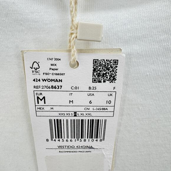 MANGO Dress Dina Spaghetti Straps A-line Midi Size Medium Women's White NWT - Picture 5 of 10